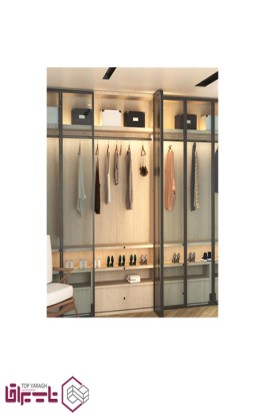 مکانیزم درب تاشو آکاردئونی دو درب شیشه ای با پروفیل آلومینیوم فانتونی fantoni کد K016