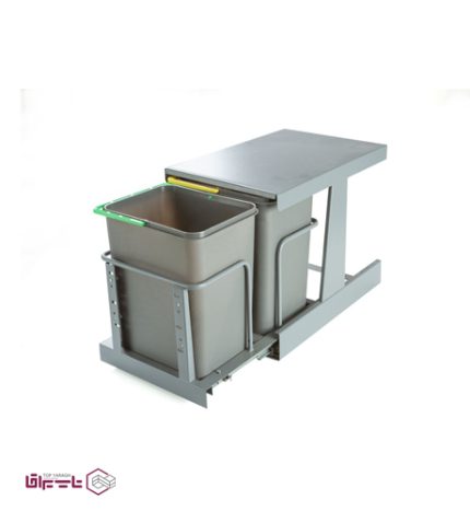 سطل زباله ریلی دو مخزن متوسط ریل کف تاندم با قابلیت نصب روی درب مکث استیل Max steel کد FDT218